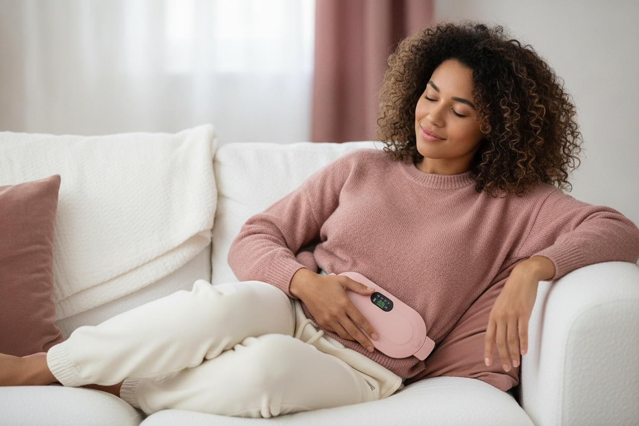 CrampFree™ Period Cramp Relief Massager with Heating Pad | Fast Heat Therapy for Menstrual Cramps, Belly & Lower Back Pain